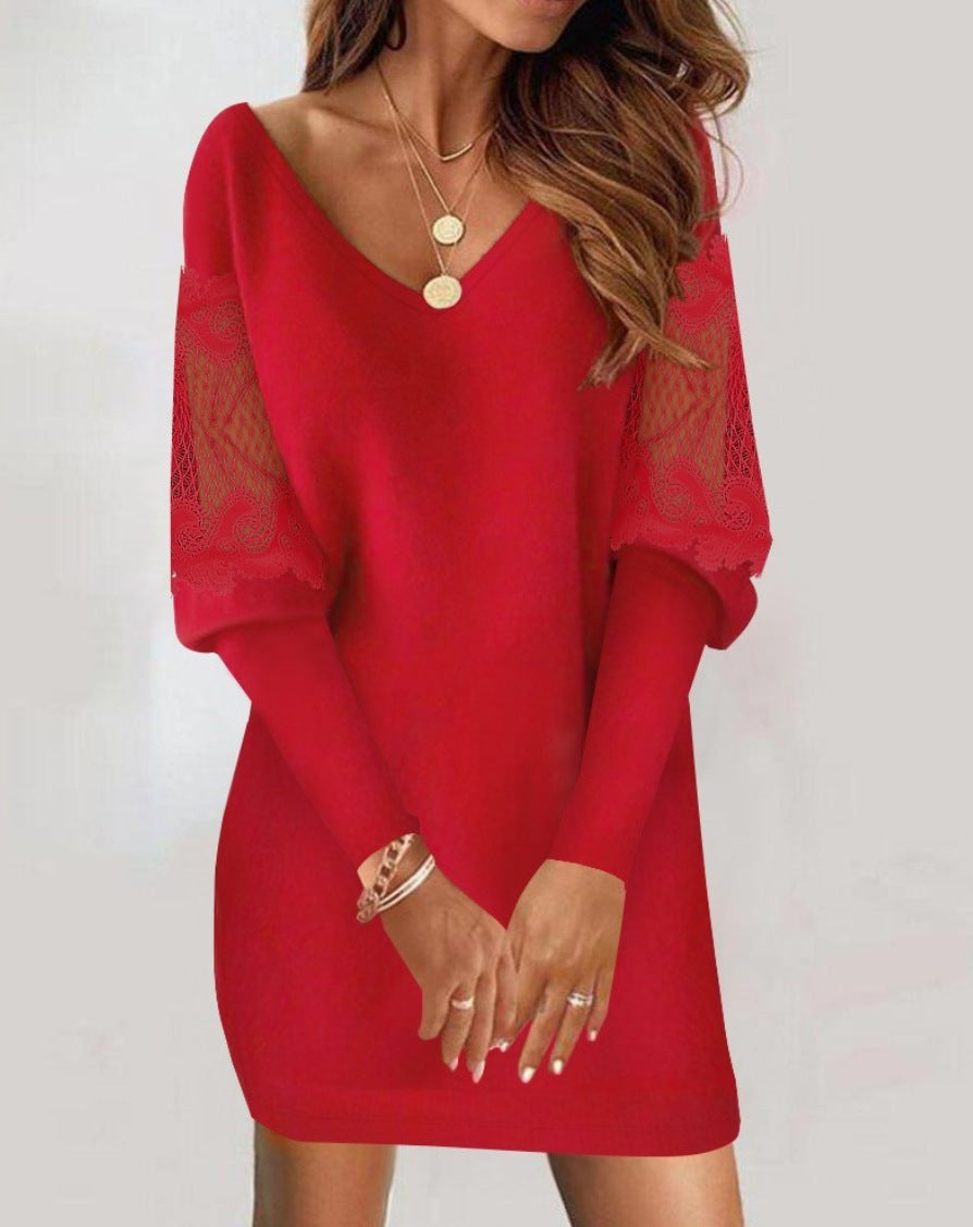 Dress with Lace Sleeves