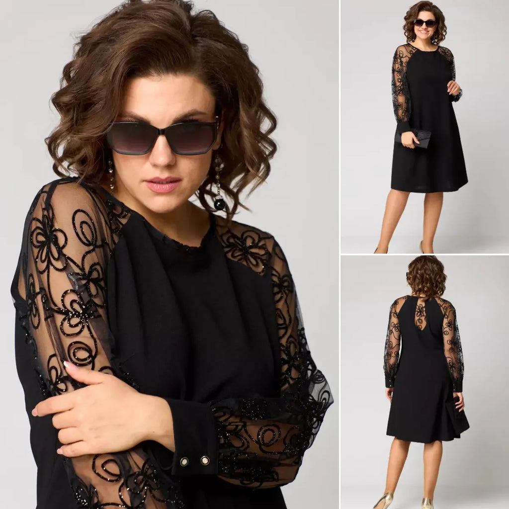 Classic Dress with Lace Sleeves