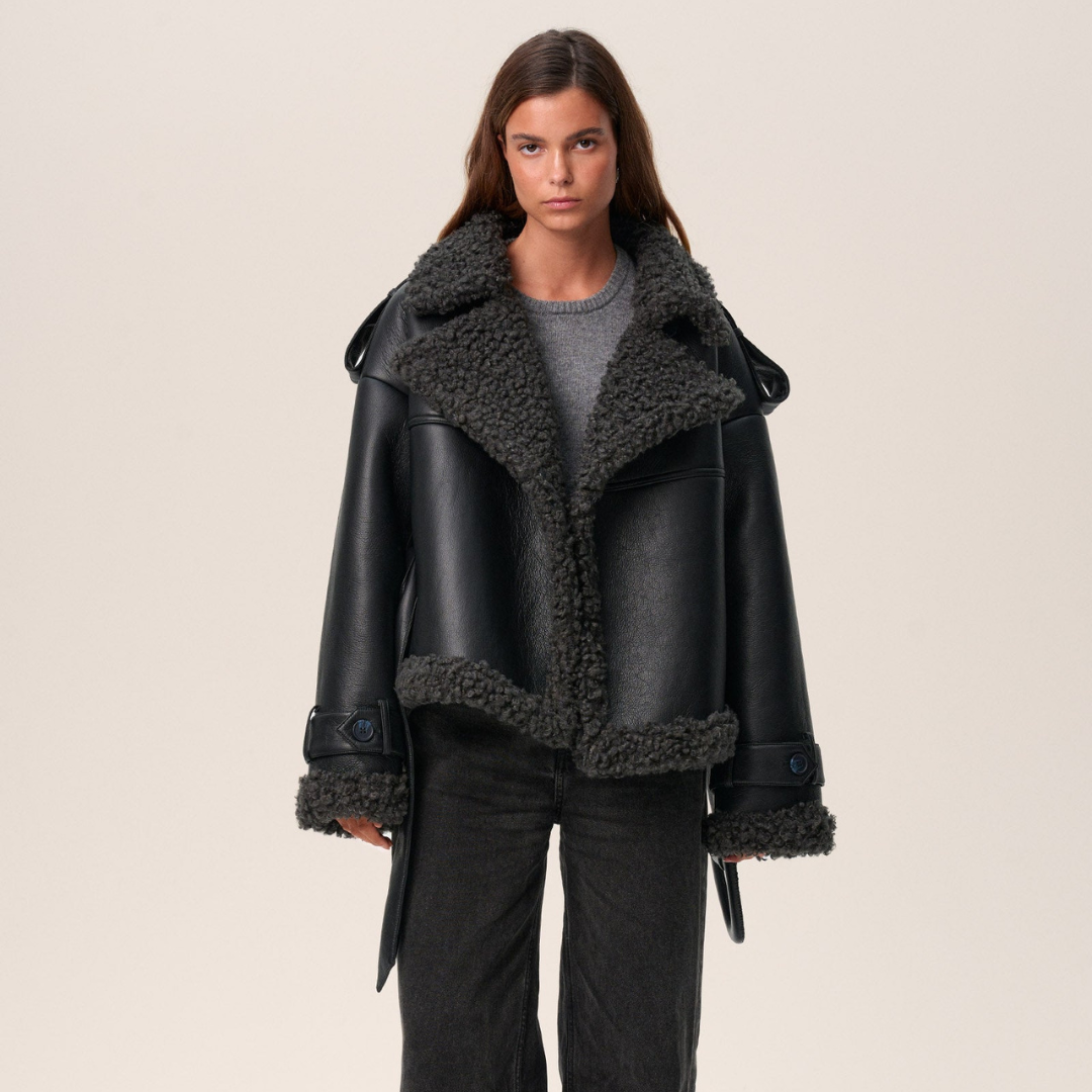 Belted Shearling Coat