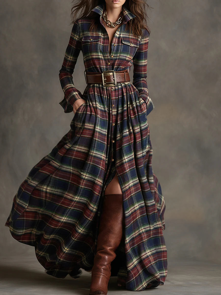 Seraphina Tartan Flow Maxi Dress