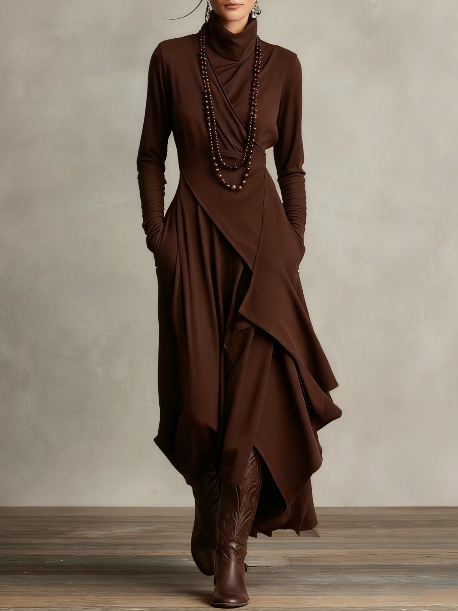 Livia Asym Pleated Maxi Dress