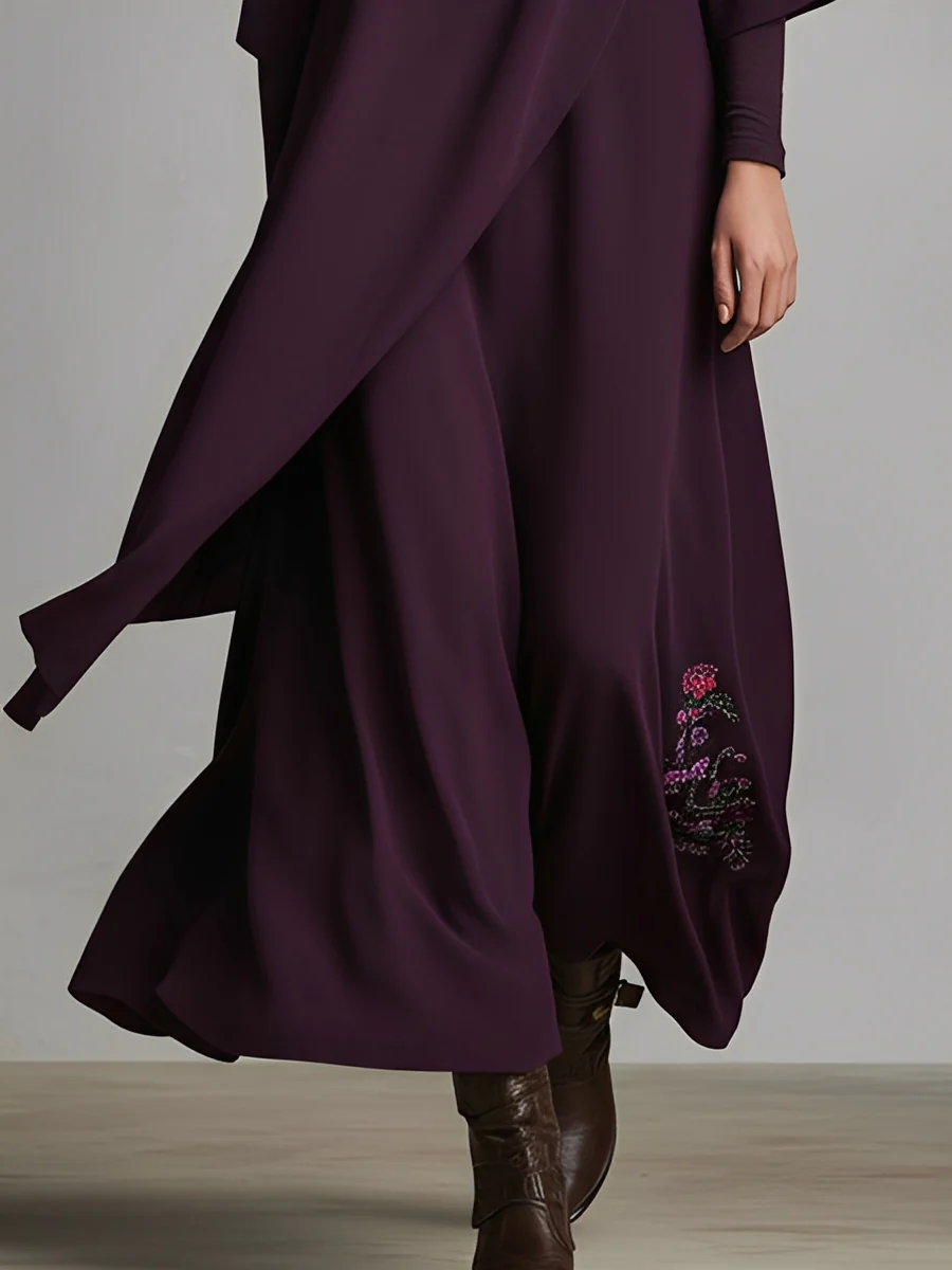 Amara Pleated Embroidered Maxi Dress