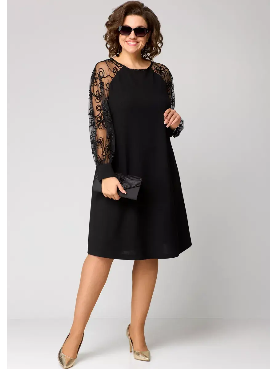 Classic Dress with Lace Sleeves