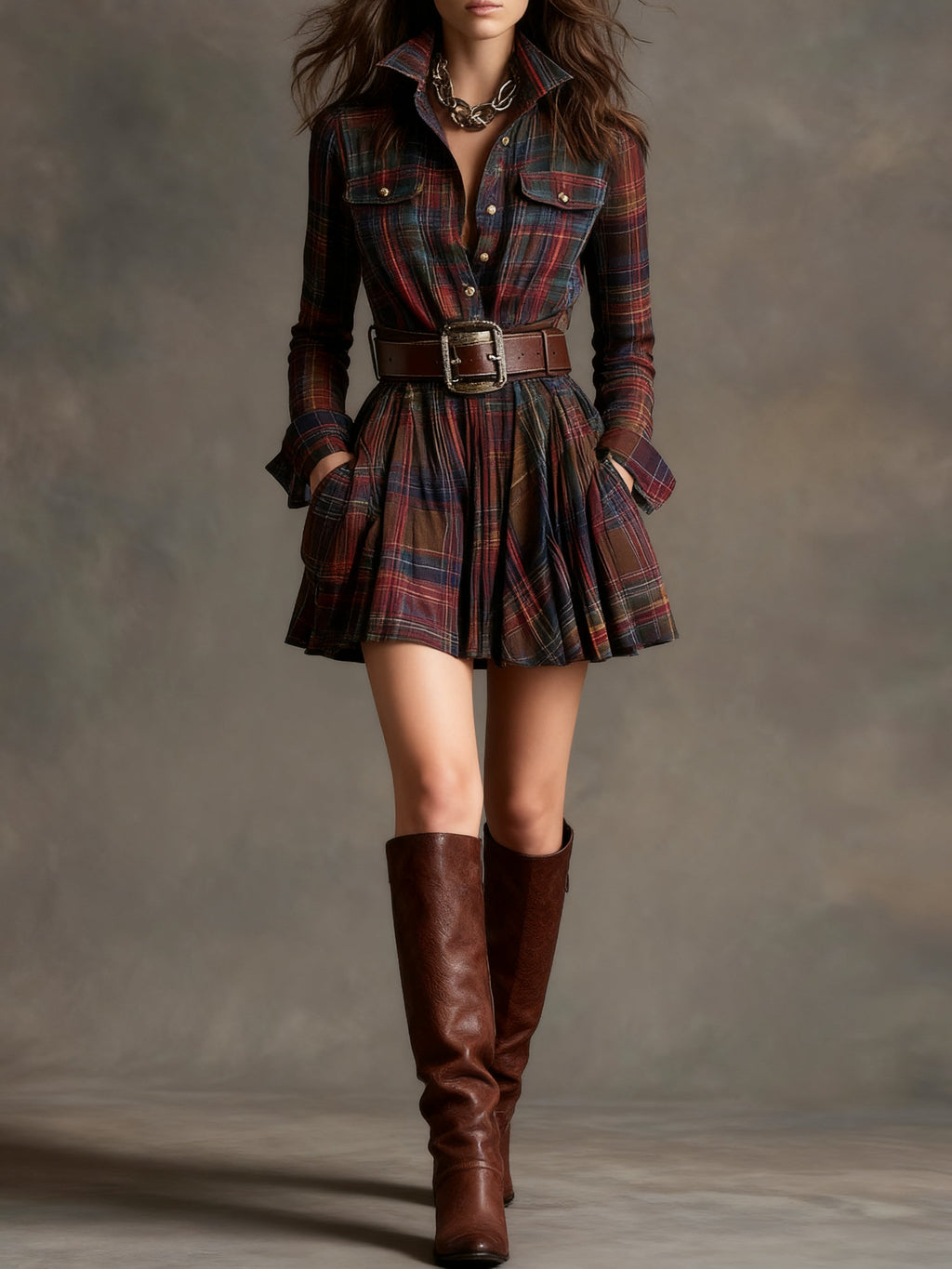 Madalena Short Plaid Dress